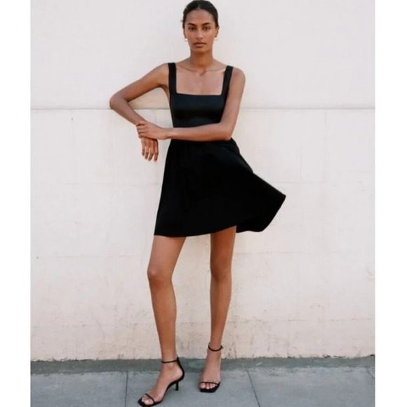 Zara Contrast Corset Combination Mini Dress Black Size Small - Picture 2 of 12